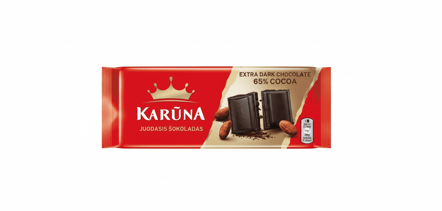 Karūna dunkle Schokolade aus Litauen – klassische Tafelschokolade in Originalverpackung