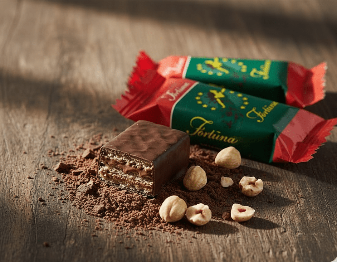 Litauische Schokopr aline mit Nüssen – einzeln verpackte Süßigkeit aus Litauen