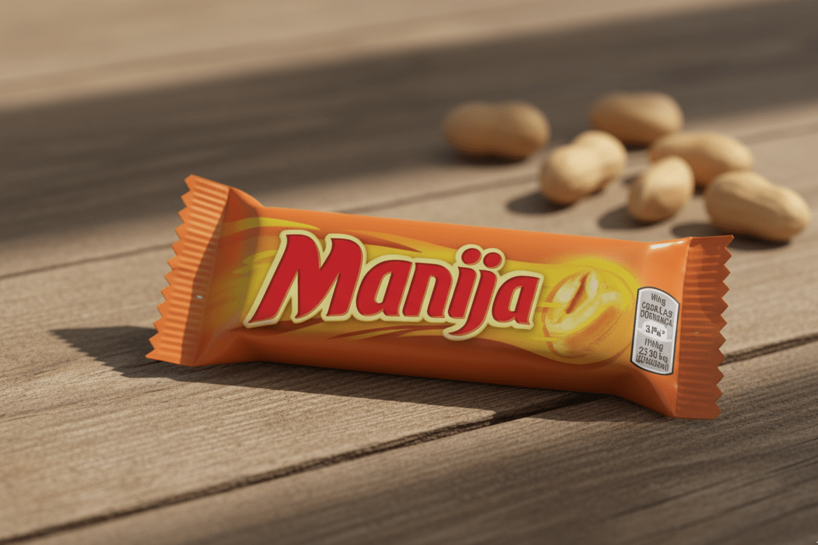 Manija Schokoriegel mit Erdnüssen – Snackriegel aus Litauen mit Nussfüllung