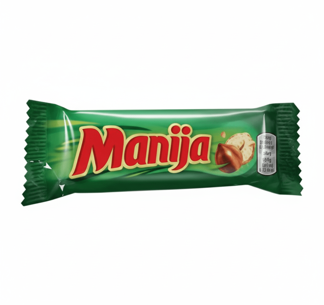 Manija Erdnussriegel in Originalverpackung – litauischer Schokoriegel mit Erdnüssen