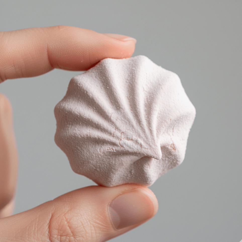 Einzelner Marshmallow als Detailansicht – geformte Schaumzucker-Süßigkeit