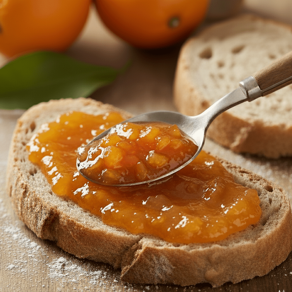 Brot mit litauischer Orangenmarmelade – Apelsinų džemas als fruchtiger Brotaufstrich