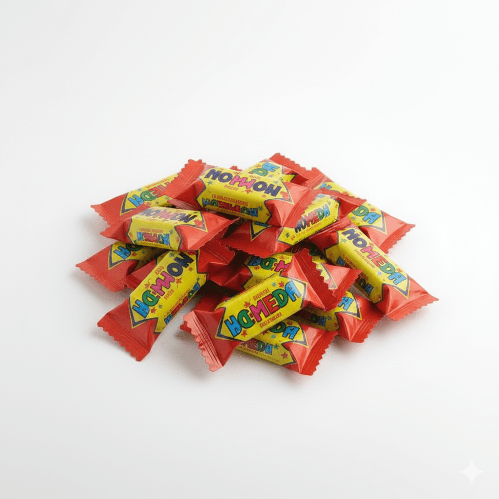 Einzeln verpackte litauische Süßigkeiten in bunter Verpackung – Produktübersicht