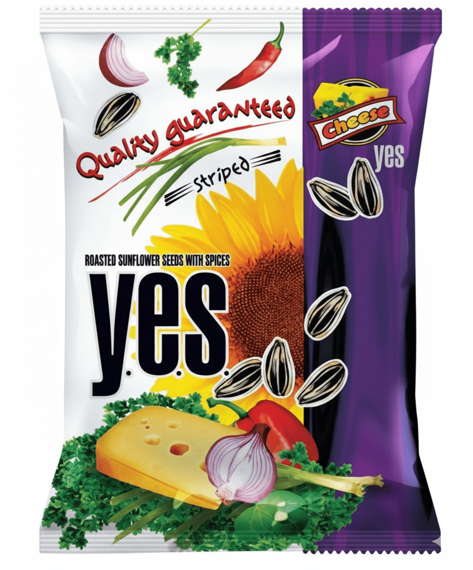 Y.E.S. Sonnenblumenkerne mit Käse- und Kräutergeschmack in Originalverpackung