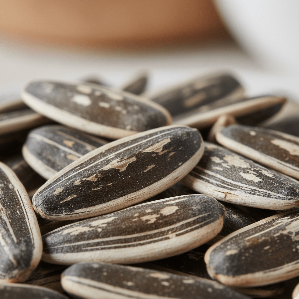 Geschälte Sonnenblumenkerne als Detailansicht