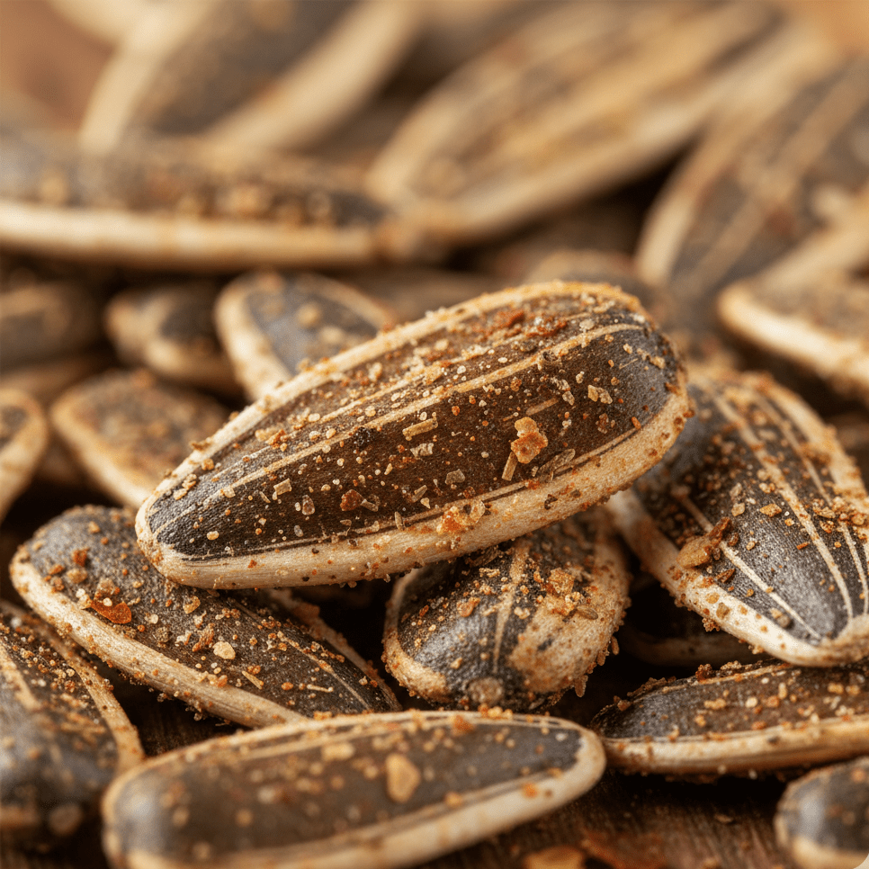 Geröstete Sonnenblumenkerne mit Schale – Detailansicht